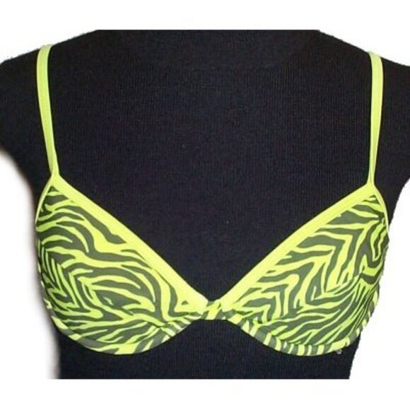 Malibu Lime Green Zebra Print Bikini Top - Small - NEW - Picture 2 of 4